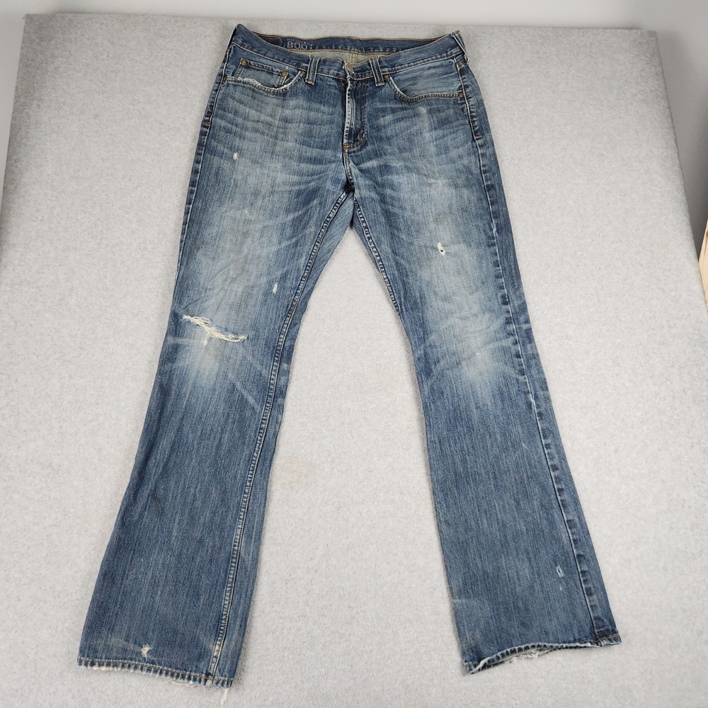 Bullhead Wilshire Bootcut Jeans Mens 34x32 Blue Denim Distressed Medium Wash